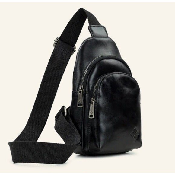 Patricia Nash Louetta Sling Bag Crossbody Distressed Vintage Leather Black NWT - Picture 2 of 7